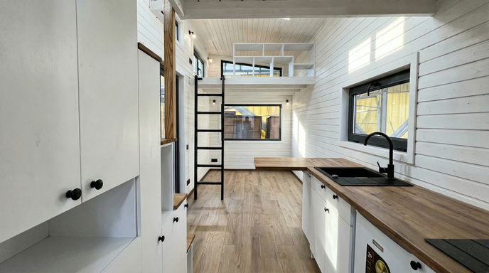 Bright, minimal bedroom interior