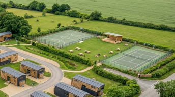 People gathering in an outdoor common area